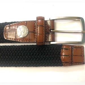 Men’s Pebble Beach Black Nylon Braided Golf Belt With Leather Trim Size 34